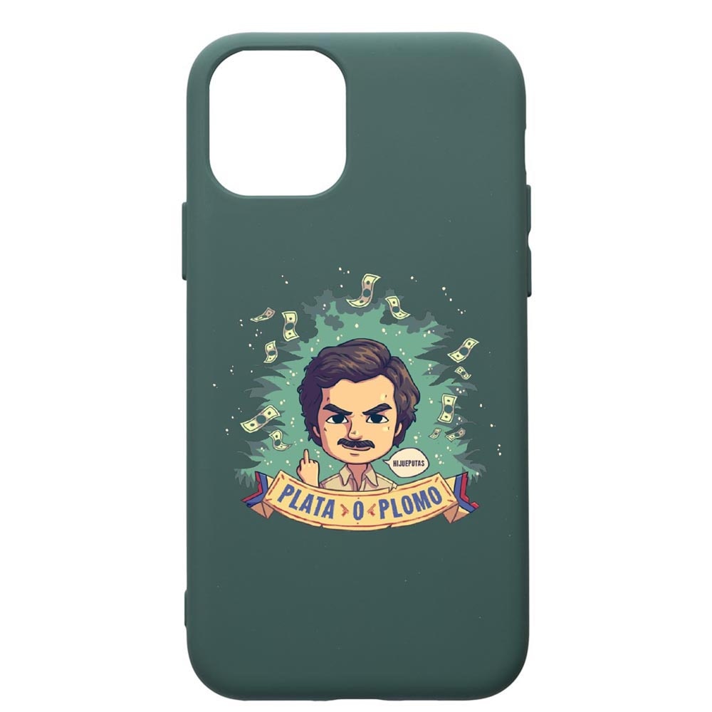 Husa Premium Silicon Compatibila Cu Apple iPhone 11 Pro, Narcos Pablo Escobar, cu interiorul din material textil, protectie camera, Forest Green, PFG447
