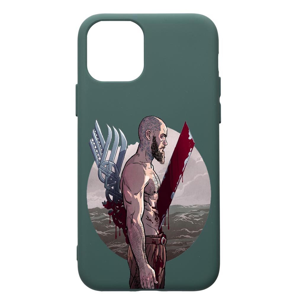 Husa Premium Silicon Compatibila Cu Apple iPhone 11, Vikings Ragnar Lothbrok, cu interiorul din material textil, protectie camera, Forest Green, PFG455