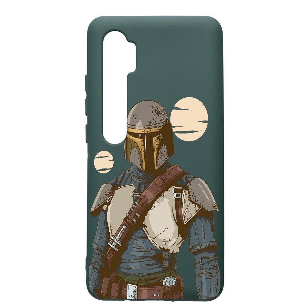 Husa Premium Silicon Compatibila Cu Xiaomi Mi Note 10, Star Wars The Mandalorian, cu interiorul din material textil, protectie camera, Forest Green, PFG461