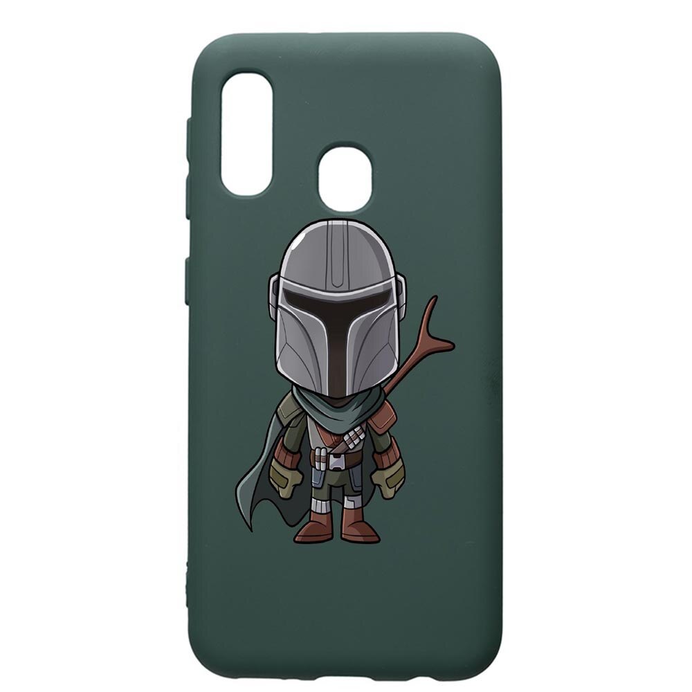 Husa Premium Silicon Compatibila Cu Samsung Galaxy A40, Star Wars The Mandalorian, cu interiorul din material textil, protectie camera, Forest Green, PFG462