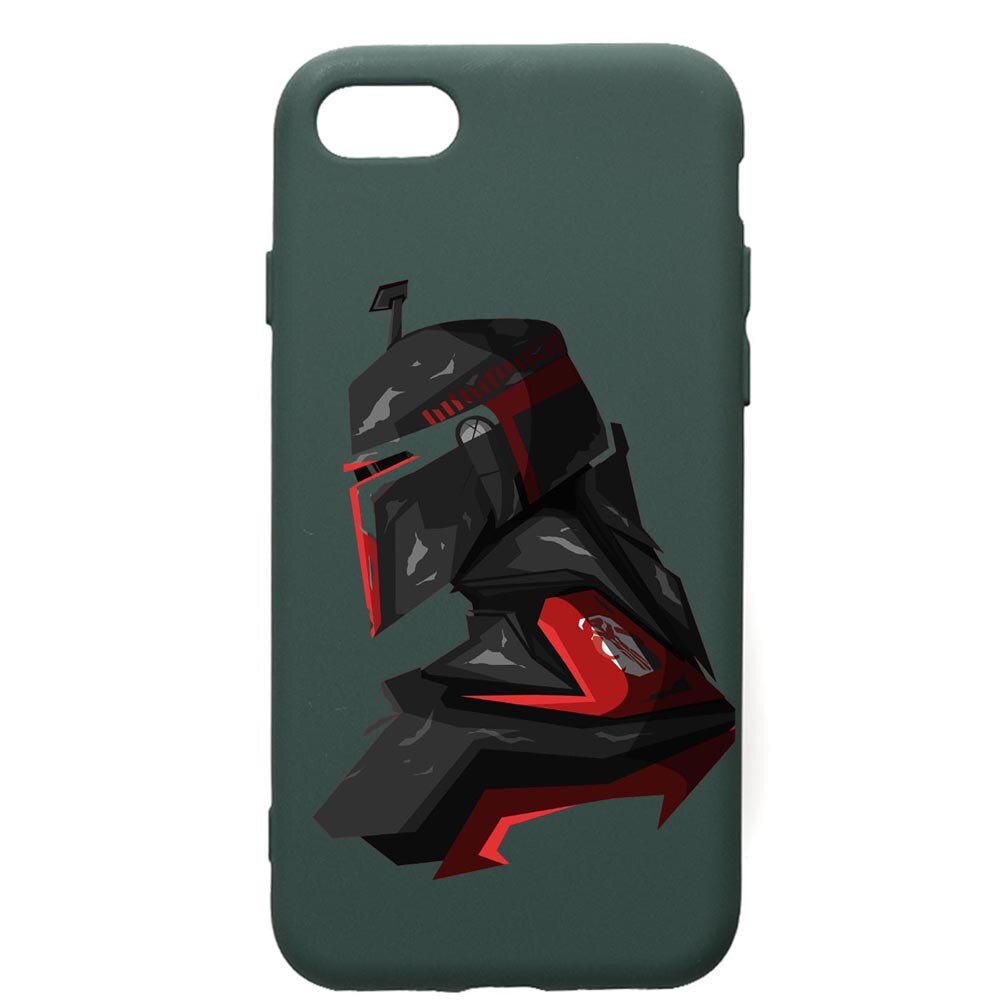 Husa Premium Silicon Compatibila Cu Apple iPhone SE 2 / iPhone 8 / iPhone 7, Star Wars The Mandalorian, cu interiorul din material textil, protectie camera, Forest Green, PFG456