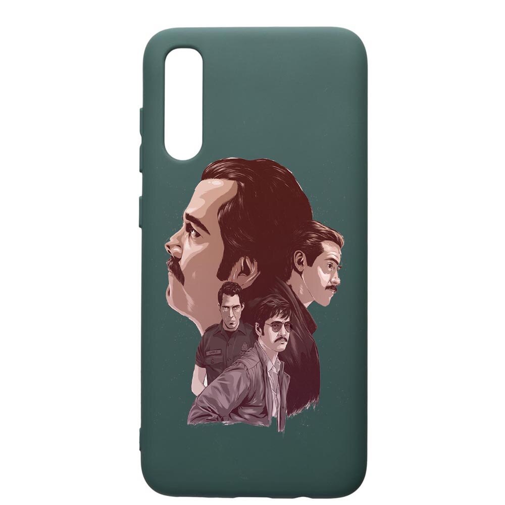 Husa Premium Silicon Compatibila Cu Samsung Galaxy A70, Narcos, cu interiorul din material textil, protectie camera, Forest Green, PFG448