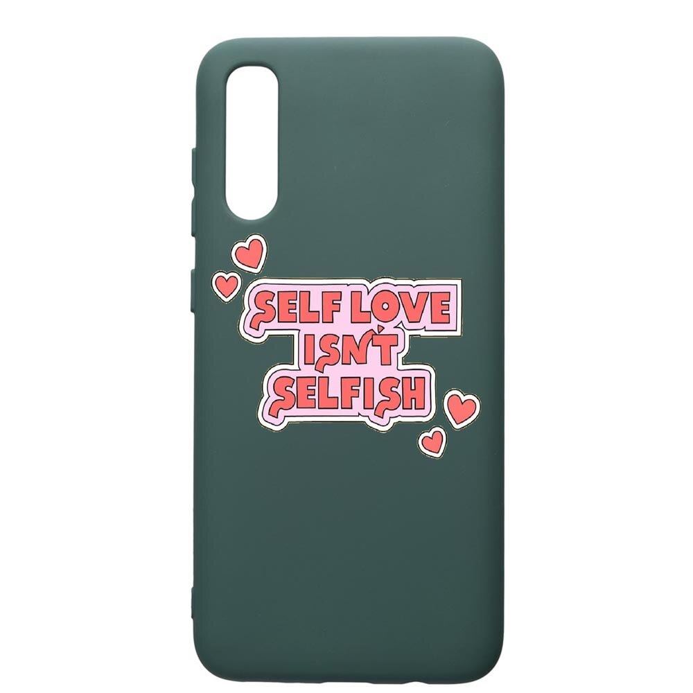 Husa Premium Silicon Compatibila Cu Samsung Galaxy A70, Self Love, cu interiorul din material textil, protectie camera, Forest Green, PFG493