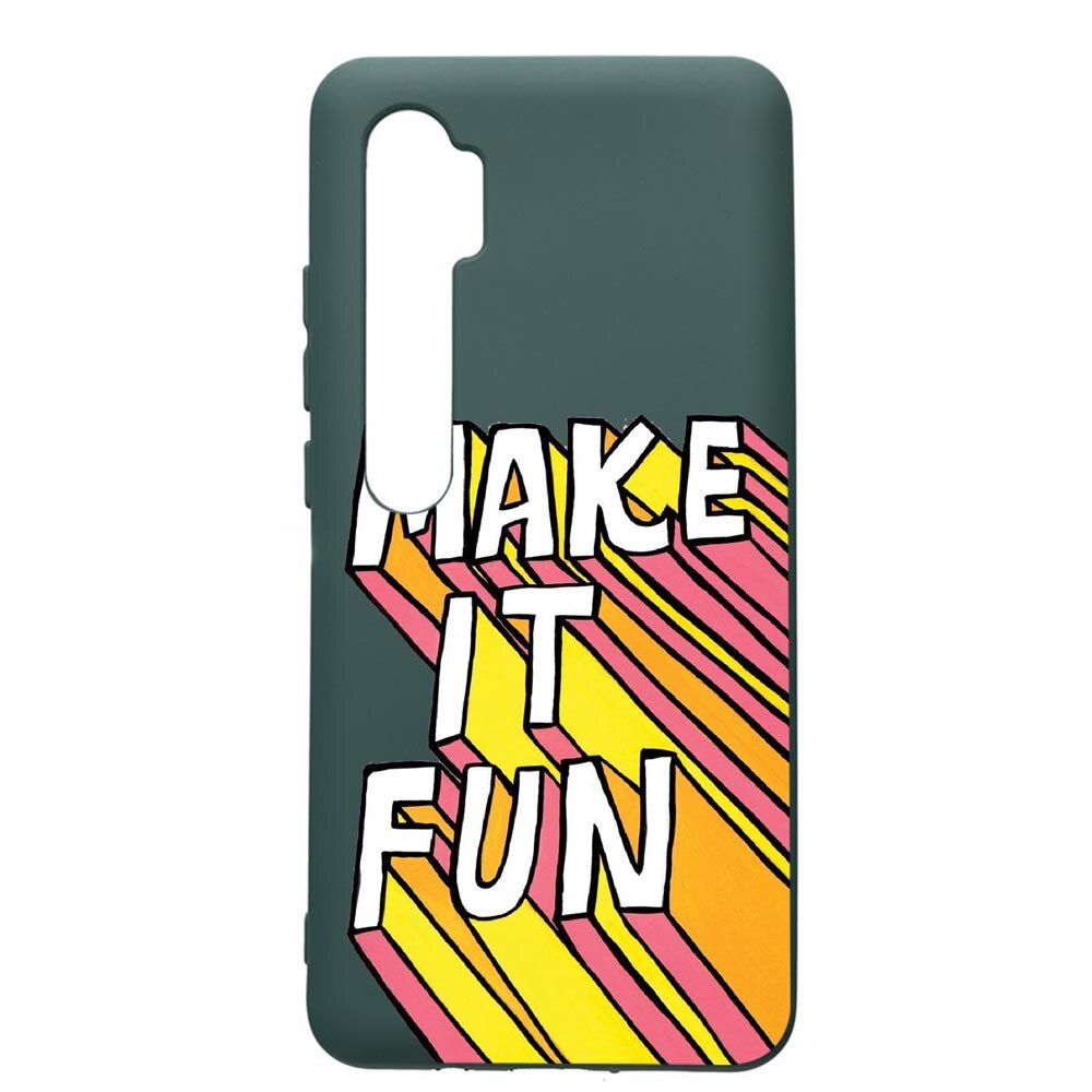 Husa Premium Silicon Compatibila Cu Xiaomi Mi Note 10, Make It Fun, cu interiorul din material textil, protectie camera, Forest Green, PFG494