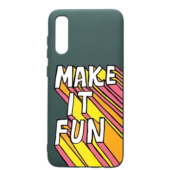 Husa Premium Silicon Compatibila Cu Samsung Galaxy A70, Make It Fun, cu interiorul din material textil, protectie camera, Forest Green, PFG494 Husa Premium Silicon Compatibila Cu Samsung Galaxy A70, Make It Fun, cu interiorul din material textil, protectie camera, Forest Green, PFG494