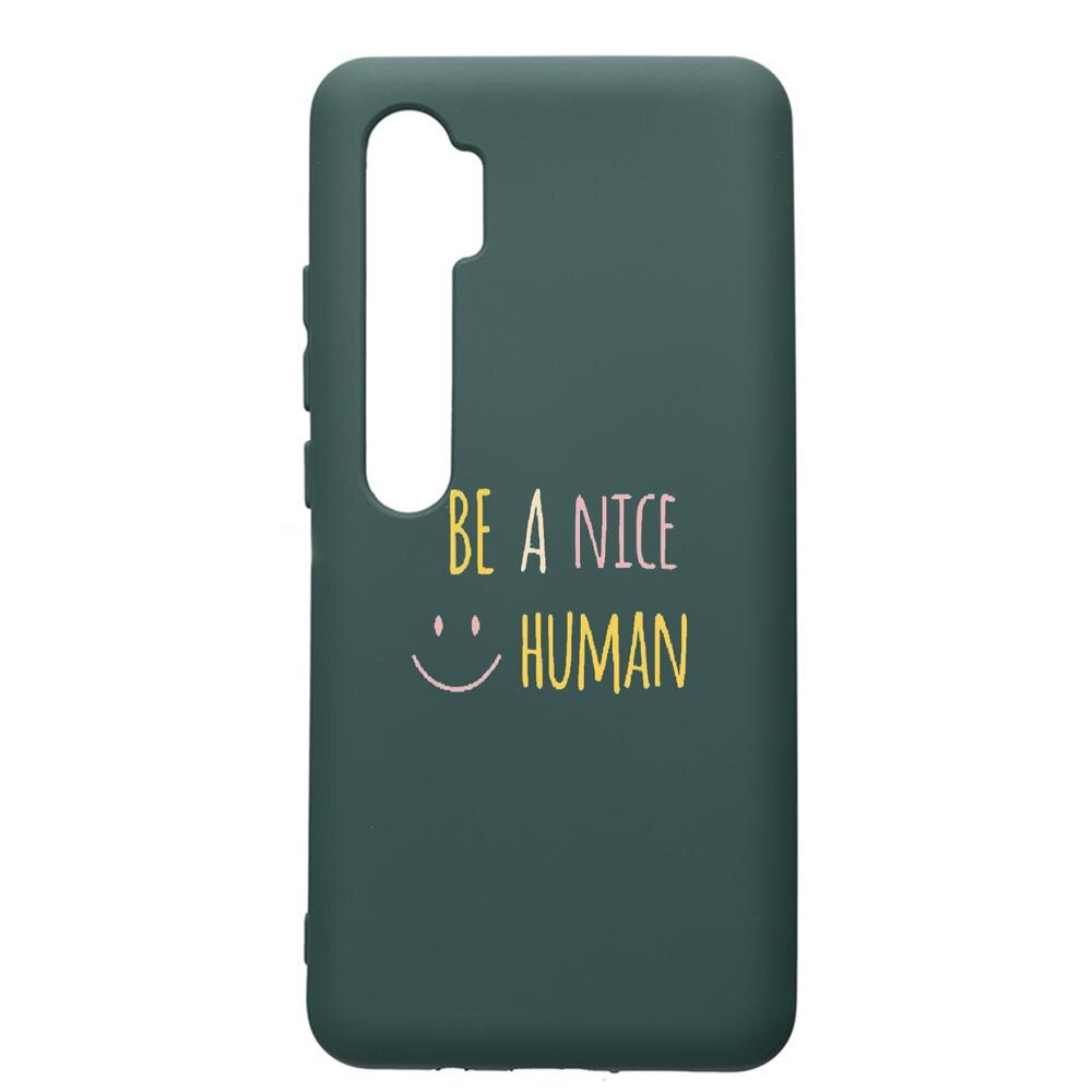 Husa Premium Silicon Compatibila Cu Xiaomi Mi Note 10, Human, cu interiorul din material textil, protectie camera, Forest Green, PFG480