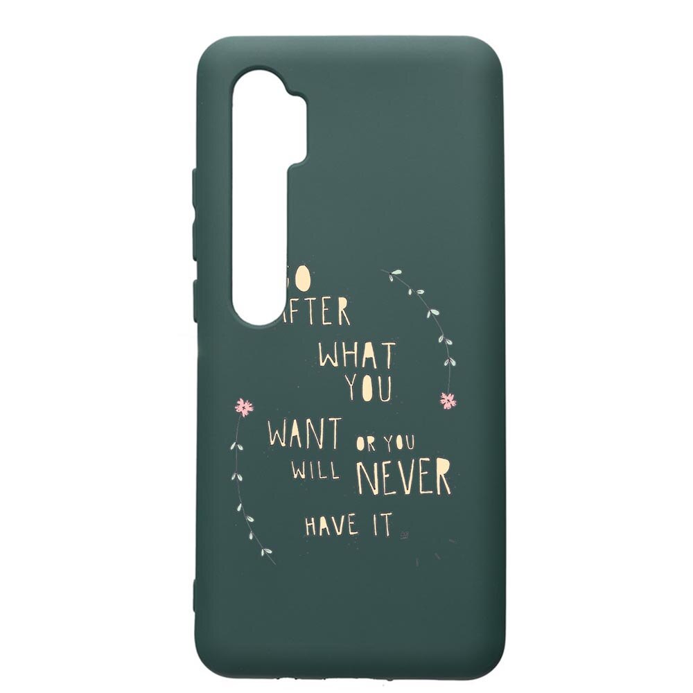 Husa Premium Silicon Compatibila Cu Xiaomi Mi Note 10, Be Positive, cu interiorul din material textil, protectie camera, Forest Green, PFG483