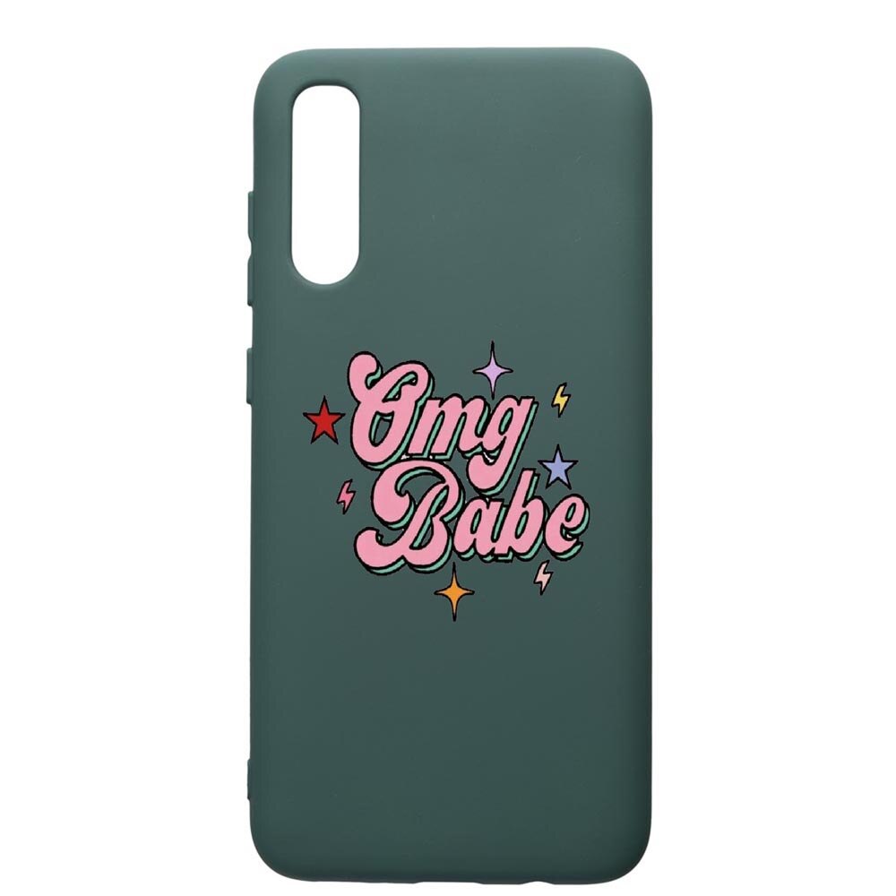 Husa Premium Silicon Compatibila Cu Samsung Galaxy A70, OMG Babe, cu interiorul din material textil, protectie camera, Forest Green, PFG487