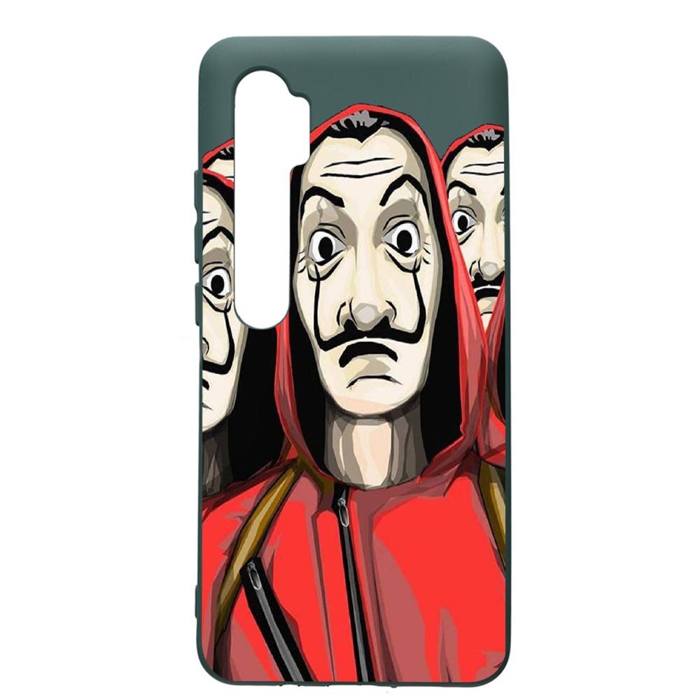 Husa Premium Silicon Compatibila Cu Xiaomi Mi Note 10, La Casa De Papel, cu interiorul din material textil, protectie camera, Forest Green, PFG390