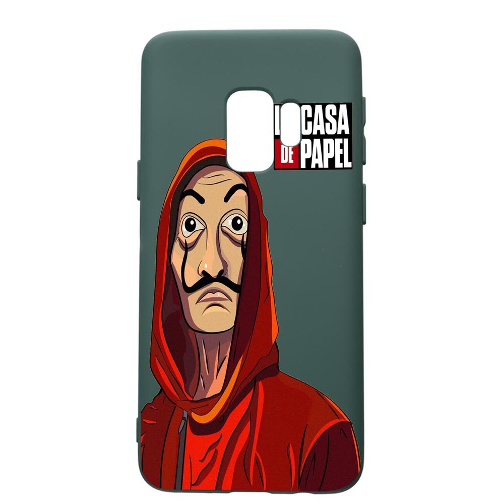 Husa Premium Silicon Compatibila Cu Samsung Galaxy S9, La Casa De Papel, cu interiorul din material textil, protectie camera, Forest Green, PFG389