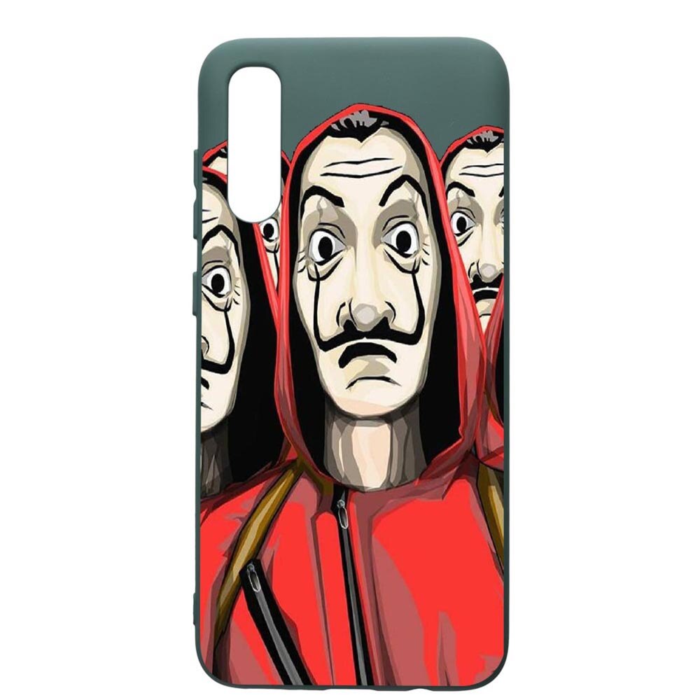 Husa Premium Silicon Compatibila Cu Samsung Galaxy A70, La Casa De Papel, cu interiorul din material textil, protectie camera, Forest Green, PFG390