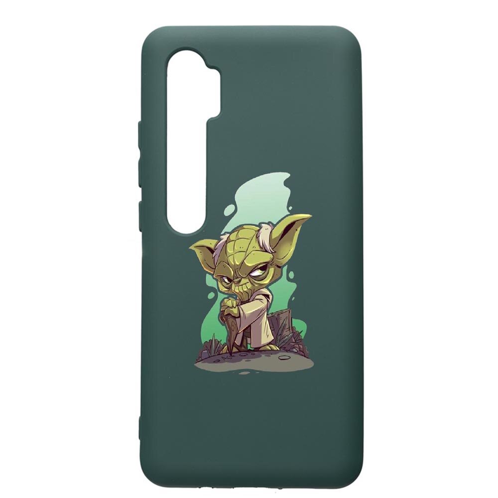 Husa Premium Silicon Compatibila Cu Xiaomi Mi Note 10, Star Wars Yoda, cu interiorul din material textil, protectie camera, Forest Green, PFG403