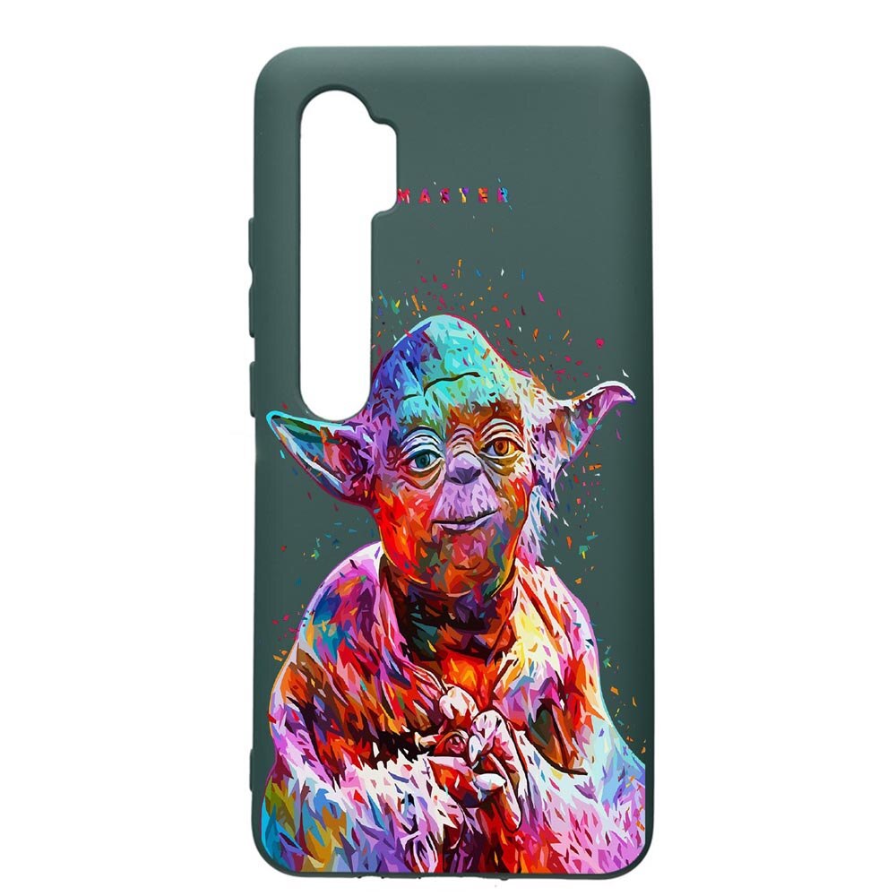 Husa Premium Silicon Compatibila Cu Xiaomi Mi Note 10, Star Wars Yoda, cu interiorul din material textil, protectie camera, Forest Green, PFG409
