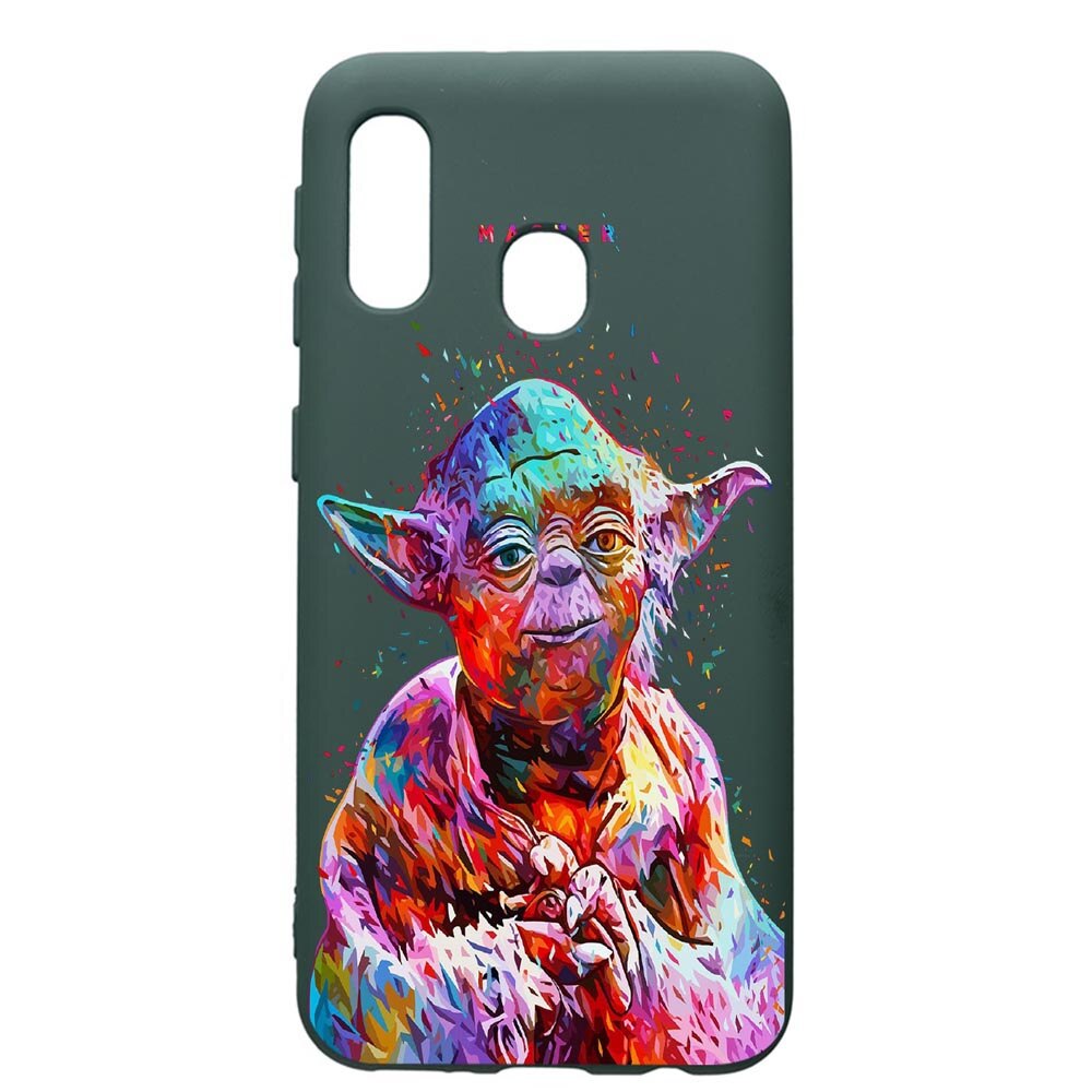 Husa Premium Silicon Compatibila Cu Samsung Galaxy A40, Star Wars Yoda, cu interiorul din material textil, protectie camera, Forest Green, PFG409