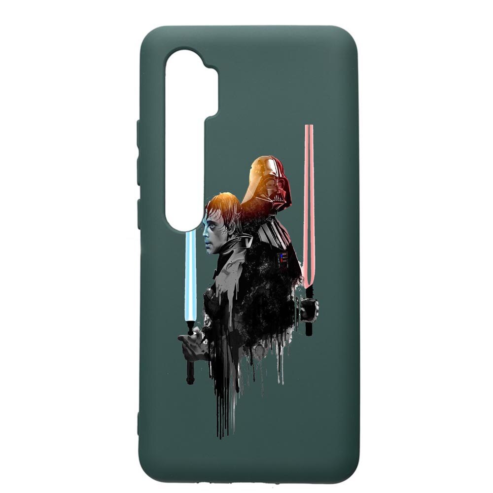 Husa Premium Silicon Compatibila Cu Xiaomi Mi Note 10, Star Wars Darth Vader Luke, cu interiorul din material textil, protectie camera, Forest Green, PFG398