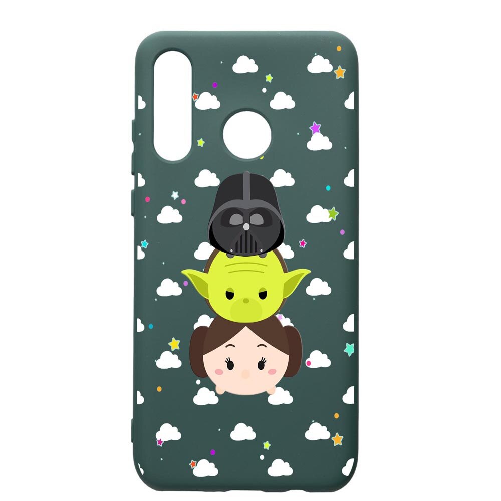 Husa Premium Silicon Compatibila Cu Huawei P30 Lite, Star Wars, cu interiorul din material textil, protectie camera, Forest Green, PFG404