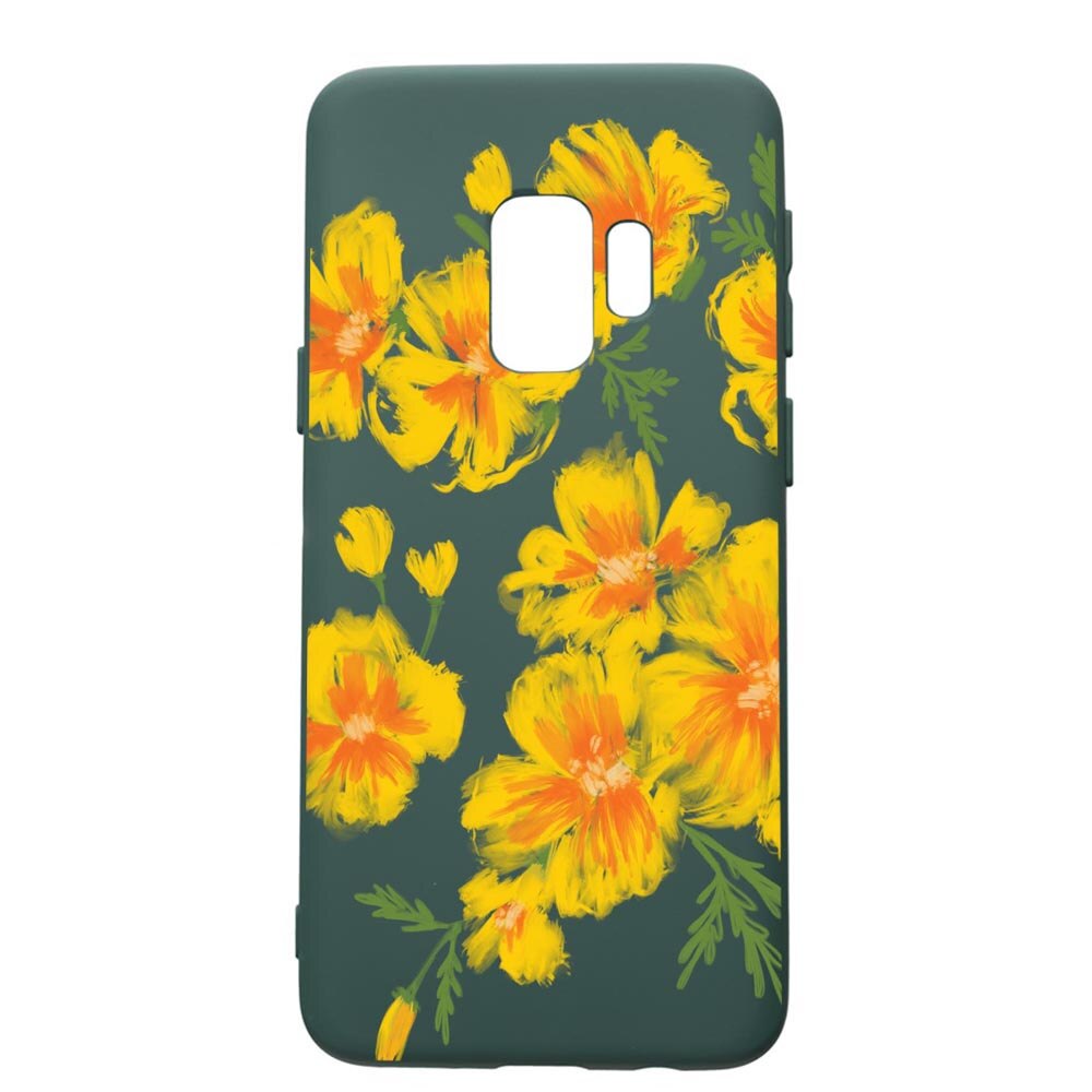 Husa Premium Silicon Compatibila Cu Samsung Galaxy S9, Flowers - Pastel colors, cu interiorul din material textil, protectie camera, Forest Green, PFG502