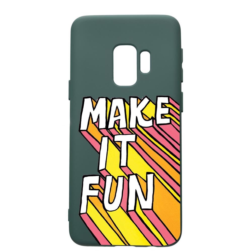 Husa Premium Silicon Compatibila Cu Samsung Galaxy S9, Make It Fun, cu interiorul din material textil, protectie camera, Forest Green, PFG494