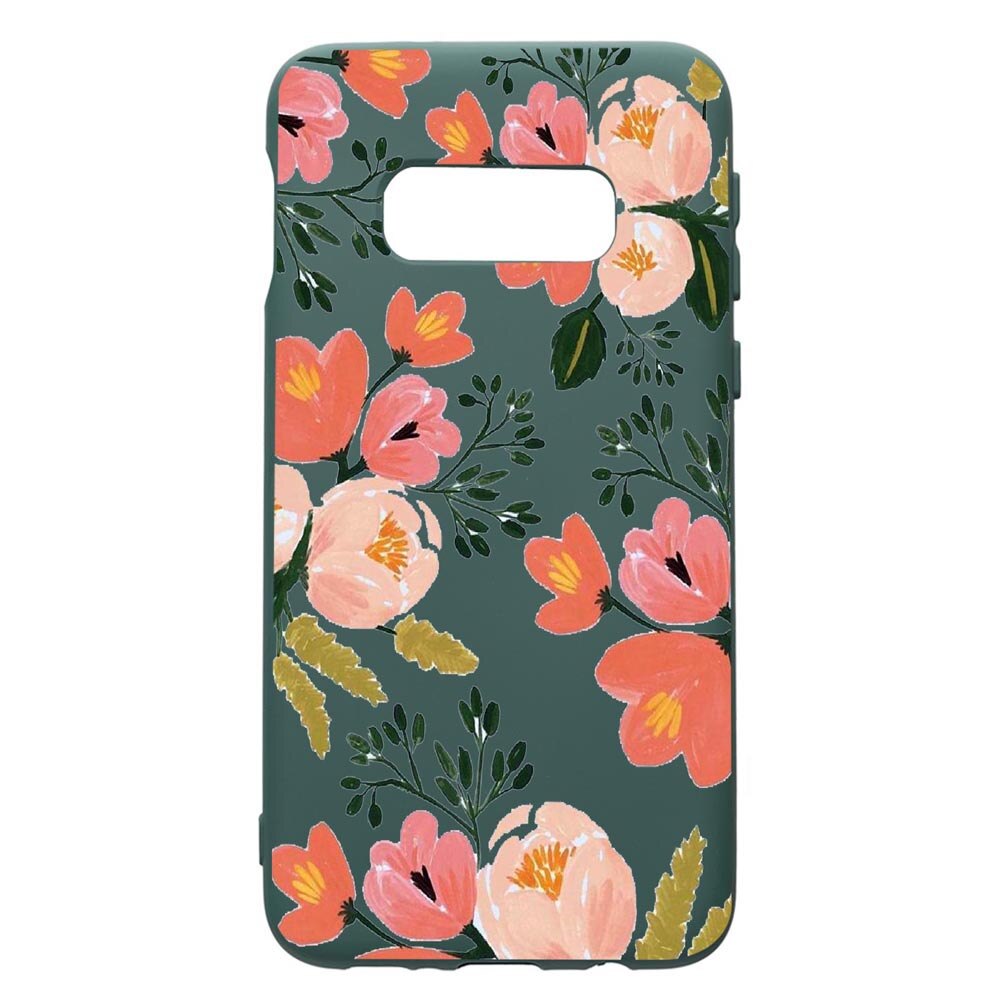 Husa Premium Silicon Compatibila Cu Samsung Galaxy S8, Flowers - Pastel colors, cu interiorul din material textil, protectie camera, Forest Green, PFG504