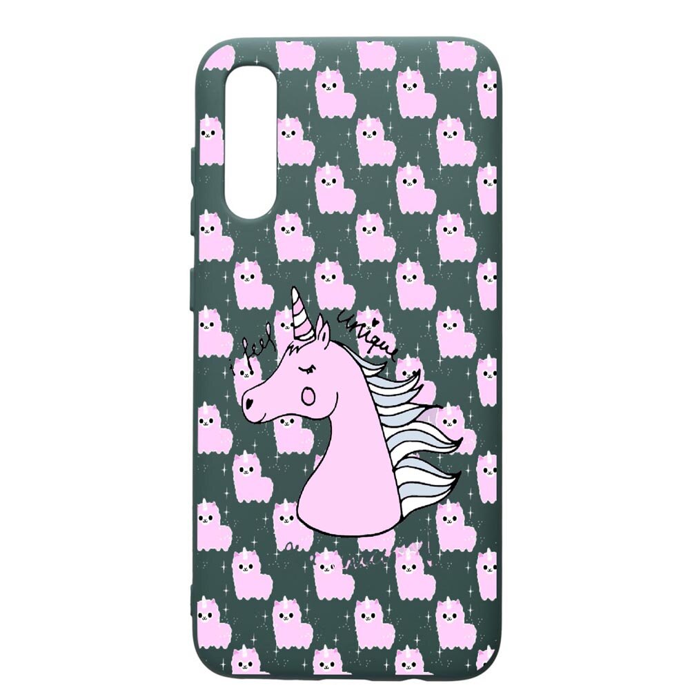 Husa Premium Silicon Compatibila Cu Samsung Galaxy A70, Unicorn - I Feel unique, cu interiorul din material textil, protectie camera, Forest Green, PFG521