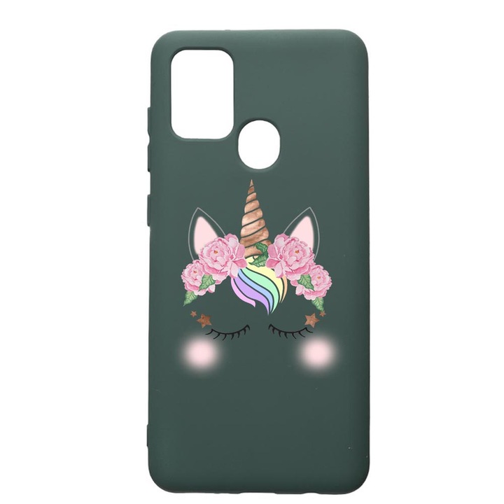 Husa Premium Silicon Compatibila Cu Huawei P Smart 2020, Unicorn, cu interiorul din material textil, protectie camera, Forest Green, PFG525