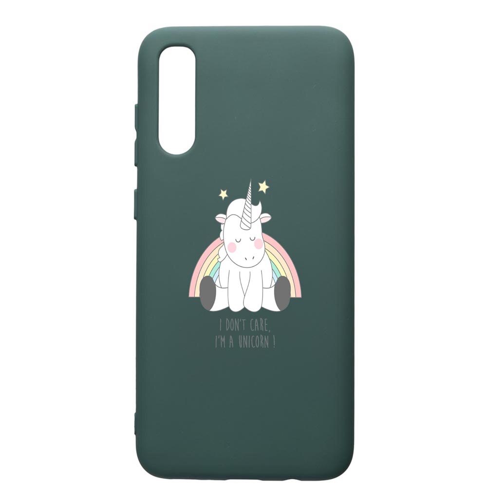 Husa Premium Silicon Compatibila Cu Samsung Galaxy A70, Unicorn - I Dont Care, cu interiorul din material textil, protectie camera, Forest Green, PFG524