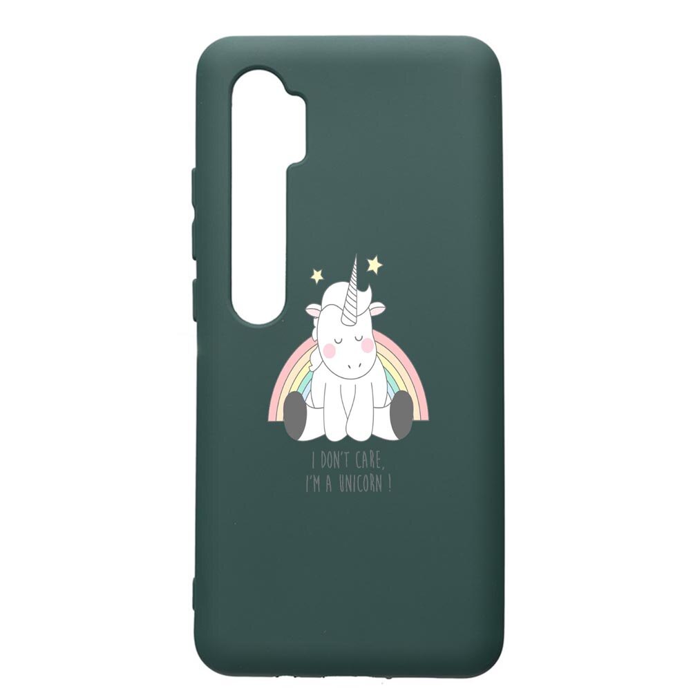 Husa Premium Silicon Compatibila Cu Xiaomi Mi Note 10, Unicorn - I Dont Care, cu interiorul din material textil, protectie camera, Forest Green, PFG524