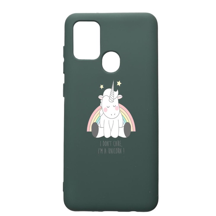 Husa Premium Silicon Compatibila Cu Huawei P Smart 2020, Unicorn - I Dont Care, cu interiorul din material textil, protectie camera, Forest Green, PFG524