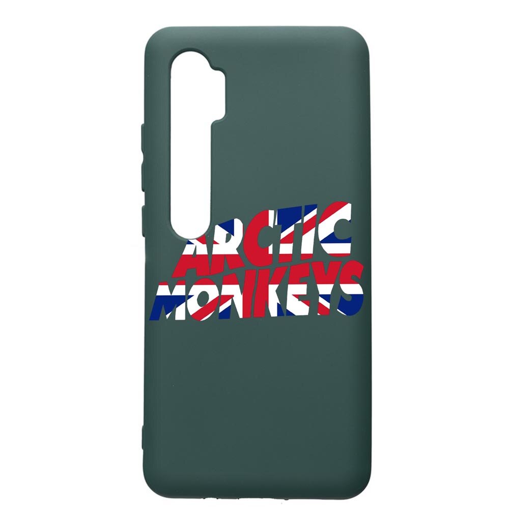Husa Premium Silicon Compatibila Cu Xiaomi Mi Note 10, Arctic Monkey, cu interiorul din material textil, protectie camera, Forest Green, PFG548