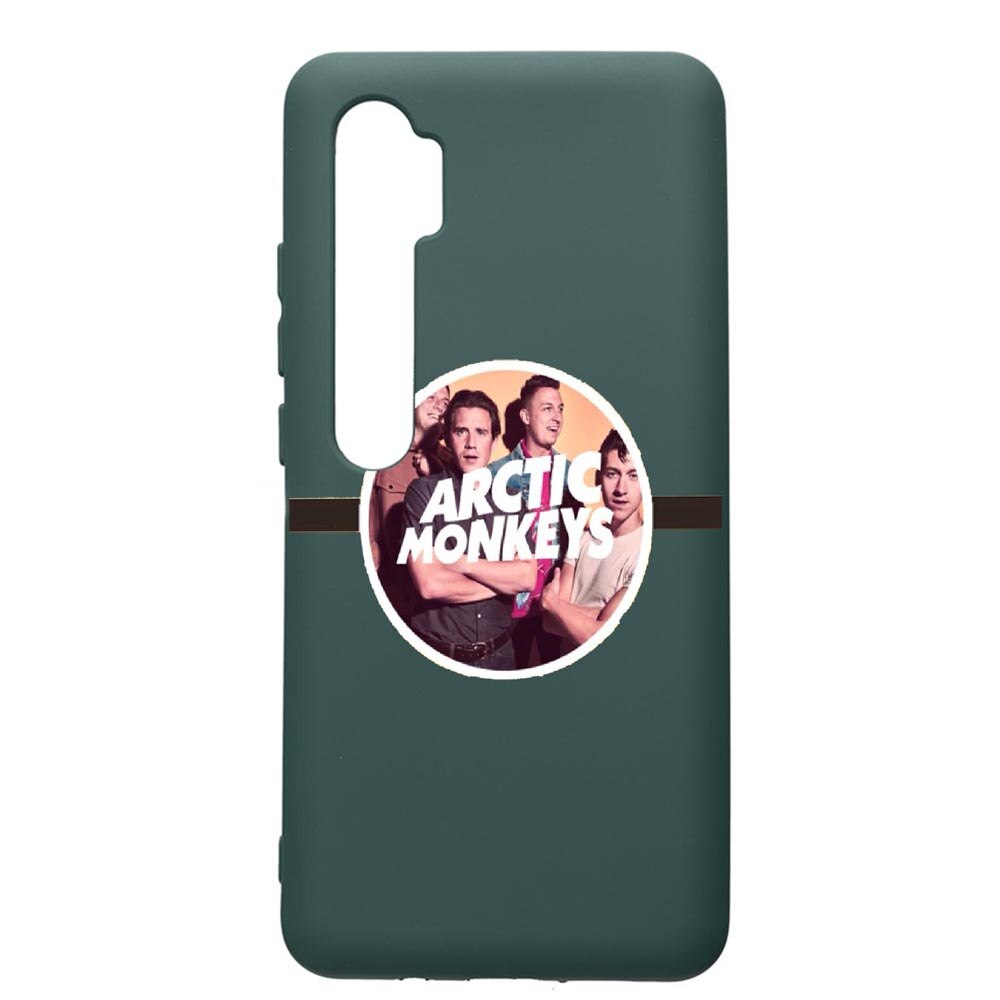 Husa Premium Silicon Compatibila Cu Xiaomi Mi Note 10, Arctic Monkey, cu interiorul din material textil, protectie camera, Forest Green, PFG549