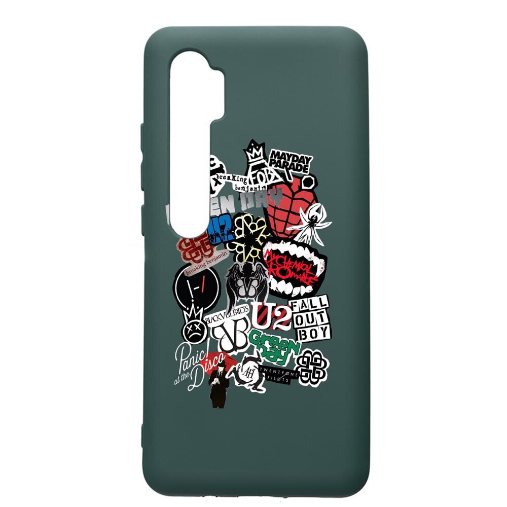 Husa Premium Silicon Compatibila Cu Xiaomi Mi Note 10, Best Of Rock, cu interiorul din material textil, protectie camera, Forest Green, PFG551
