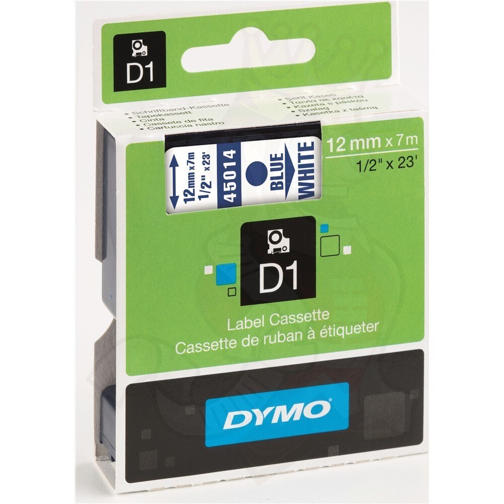 Banda laminata Dymo D1 DY45014 12mm, Albastru/Alb
