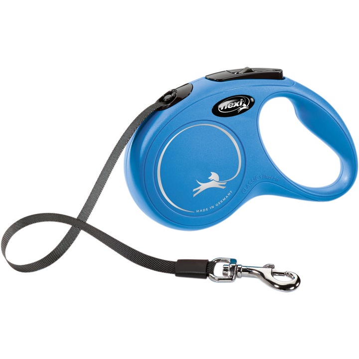 Lesa Flexi New Classic Retractabila, Banda, S, 5 m/15 kg Albastru 11832
