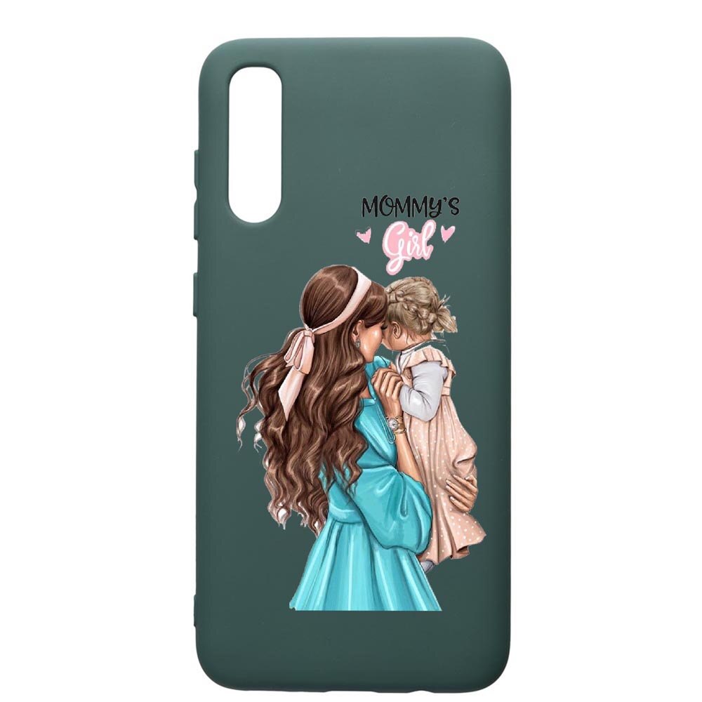 Husa Premium Silicon Compatibila Cu Samsung Galaxy A70, Mommy's Girl, cu interiorul din material textil, protectie camera, Forest Green, PFG555