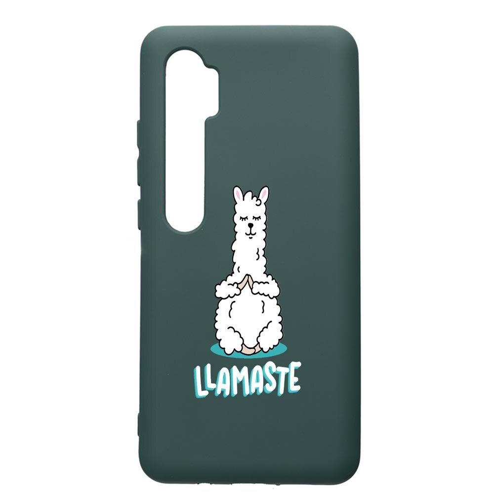 Husa Premium Silicon Compatibila Cu Xiaomi Mi Note 10, Llamaste, cu interiorul din material textil, protectie camera, Forest Green, PFG590