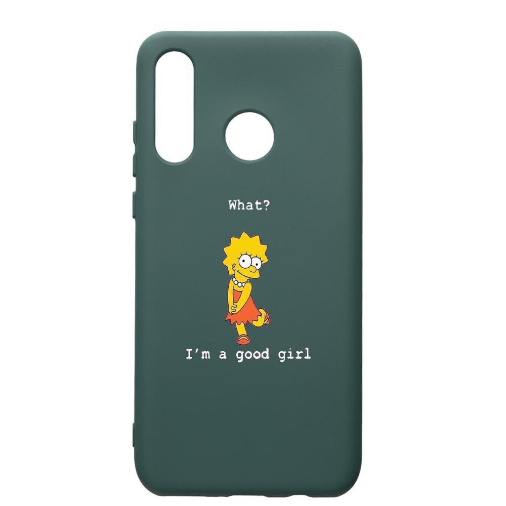 Husa Premium Silicon Compatibila Cu Huawei P30 Lite, Lisa - I'm a good girl, cu interiorul din material textil, protectie camera, Forest Green, PFG591