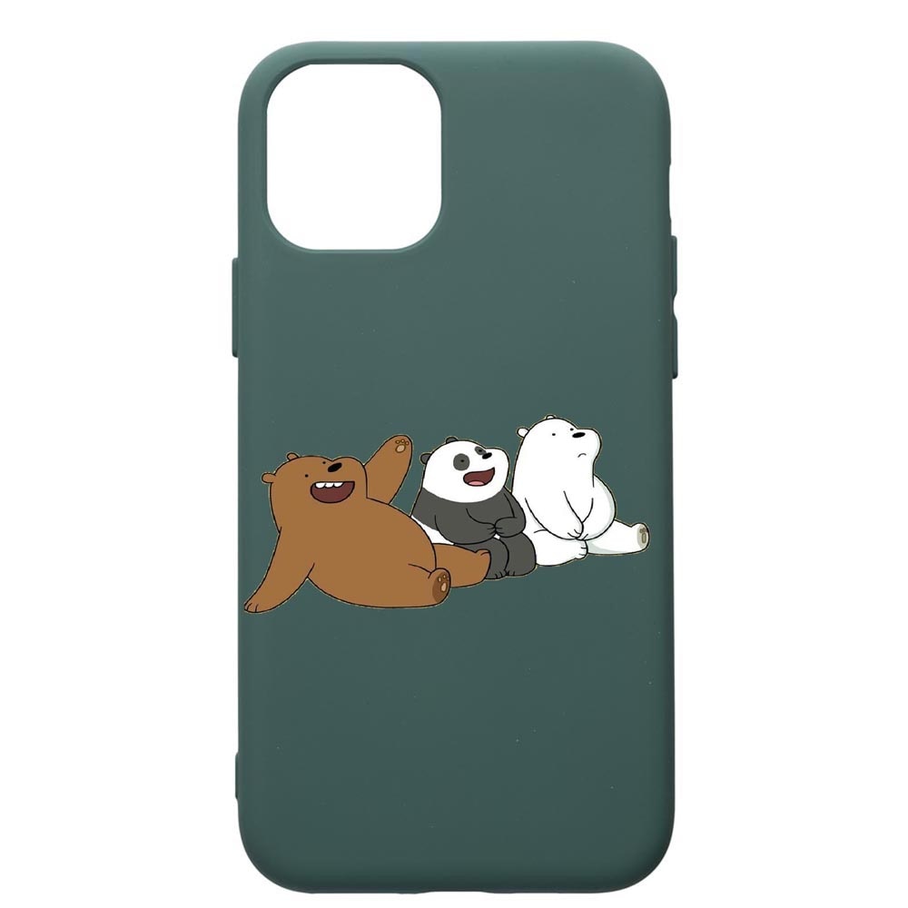 Husa Premium Silicon Compatibila Cu Apple iPhone 11, Keep Calm - Bears, cu interiorul din material textil, protectie camera, Forest Green, PFG587