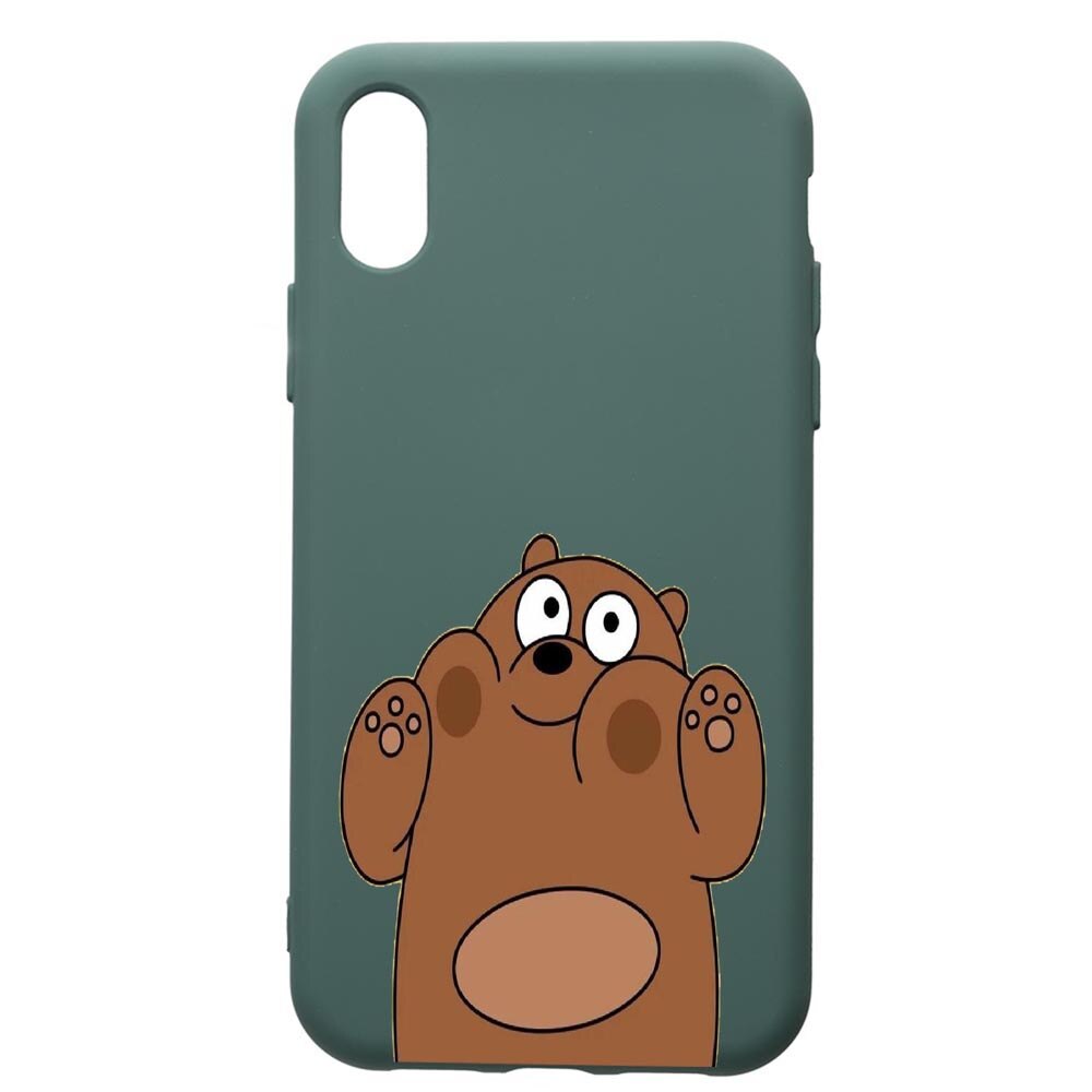 Husa Premium Silicon Compatibila Cu Apple iPhone XS Max, Bear, cu interiorul din material textil, protectie camera, Forest Green, PFG589