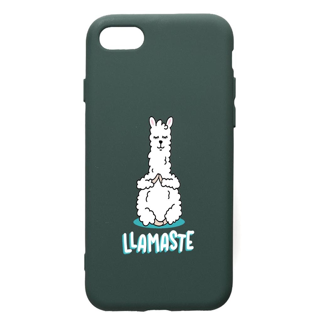 Husa Premium Silicon Compatibila Cu Apple iPhone SE 2 / iPhone 8 / iPhone 7, Llamaste, cu interiorul din material textil, protectie camera, Forest Green, PFG590