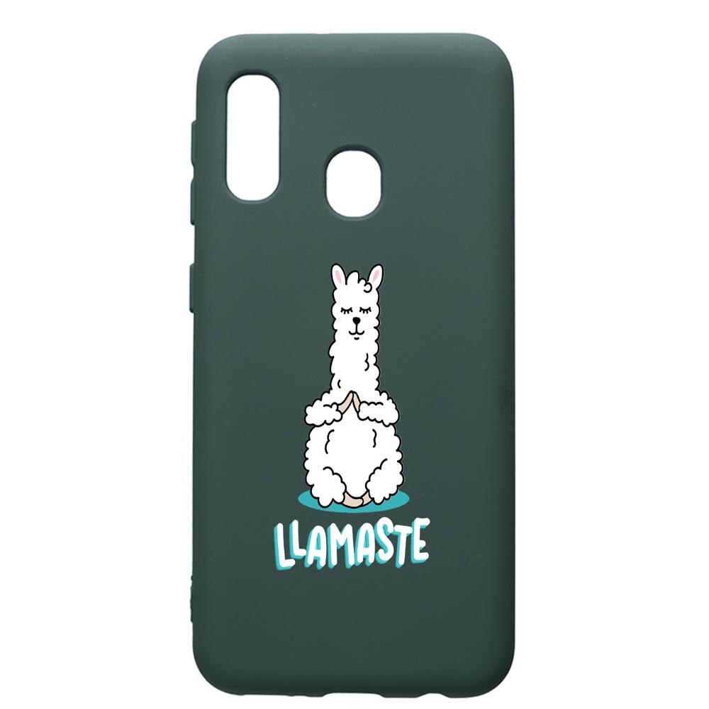 Husa Premium Silicon Compatibila Cu Samsung Galaxy A40, Llamaste, cu interiorul din material textil, protectie camera, Forest Green, PFG590