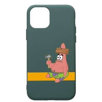 Husa Premium Silicon Compatibila Cu Apple iPhone 11 Pro Max, Spongebob - Patrick Star, cu interiorul din material textil, protectie camera, Forest Green, PFG595 Husa Premium Silicon Compatibila Cu Apple iPhone 11 Pro Max, Spongebob - Patrick Star, cu interiorul din material textil, protectie camera, Forest Green, PFG595