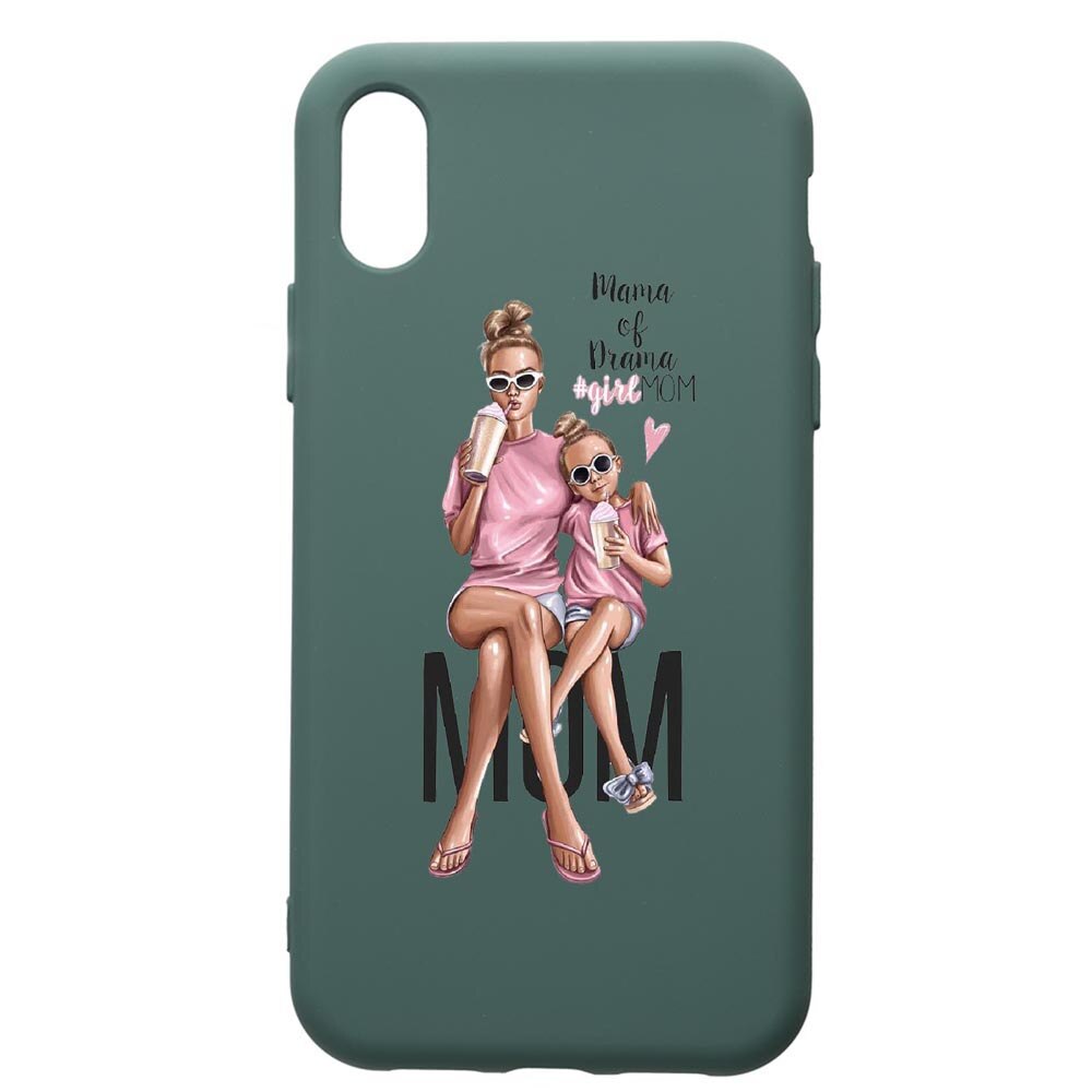Husa Premium Silicon Compatibila Cu Samsung Galaxy A10, Girl Mom, cu interiorul din material textil, protectie camera, Forest Green, PFG558