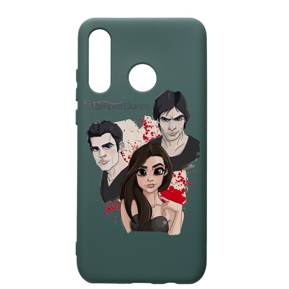 Husa Premium Silicon Compatibila Cu Huawei P30 Lite, Vampire Diaries, cu interiorul din material textil, protectie camera, Forest Green, PFG578