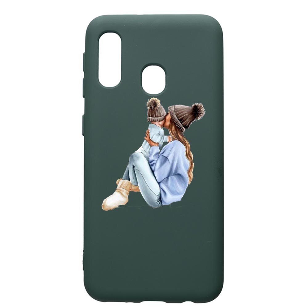 Husa Premium Silicon Compatibila Cu Samsung Galaxy A40, Girl Mom, cu interiorul din material textil, protectie camera, Forest Green, PFG562
