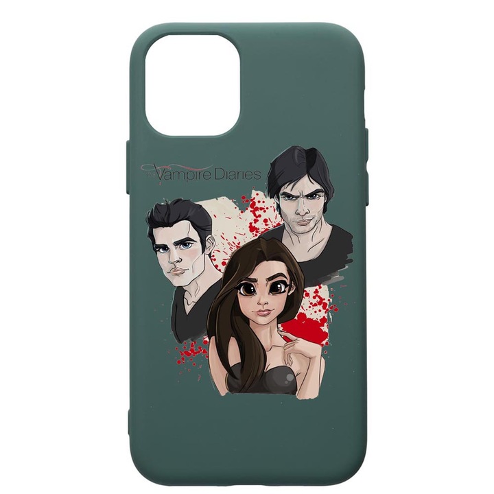 Husa Premium Silicon Compatibila Cu Apple iPhone 11 Pro Max, Vampire Diaries, cu interiorul din material textil, protectie camera, Forest Green, PFG578