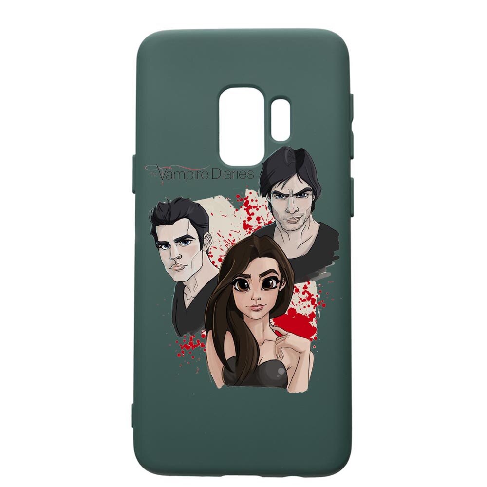 Husa Premium Silicon Compatibila Cu Samsung Galaxy S9, Vampire Diaries, cu interiorul din material textil, protectie camera, Forest Green, PFG578