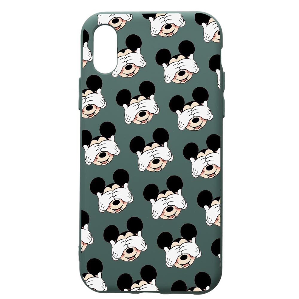 Husa Premium Silicon Compatibila Cu Xiaomi Redmi 7A, Mini Mouse, cu interiorul din material textil, protectie camera, Forest Green, PFG603