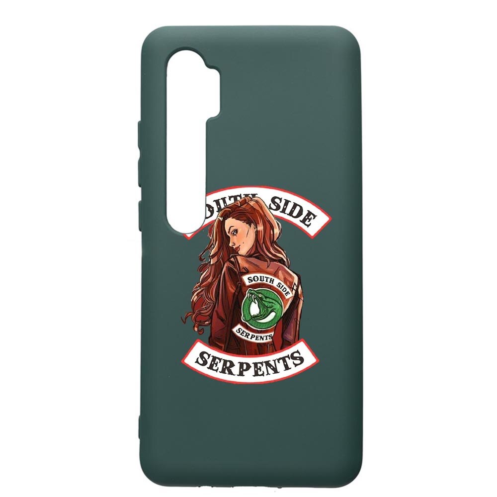 Husa Premium Silicon Compatibila Cu Xiaomi Mi Note 10, Riverdale - South Side Serpents, cu interiorul din material textil, protectie camera, Forest Green, PFG606