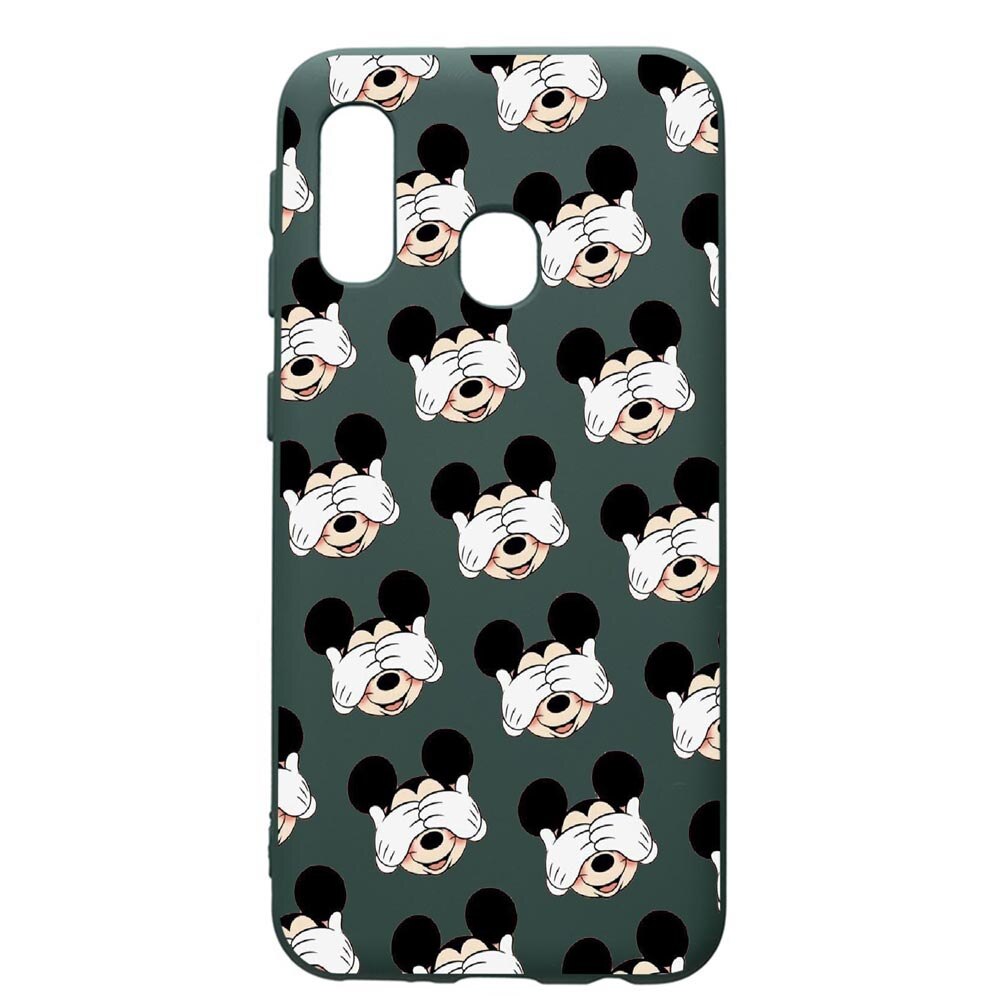 Husa Premium Silicon Compatibila Cu Samsung Galaxy A20E, Mini Mouse, cu interiorul din material textil, protectie camera, Forest Green, PFG603