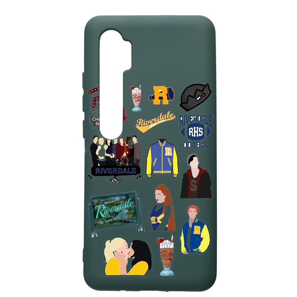 Husa Premium Silicon Compatibila Cu Xiaomi Mi Note 10, Riverdale, cu interiorul din material textil, protectie camera, Forest Green, PFG608